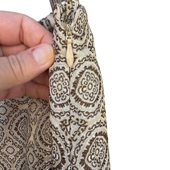 Alfani Vintage Womens Beige Brown Paisley Patterned Lined Pencil MIni Skirt 12 - Picture 3 of 6